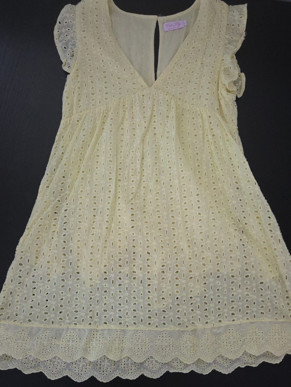 Pink Lily Yellow Eyelet V-Neck Romper